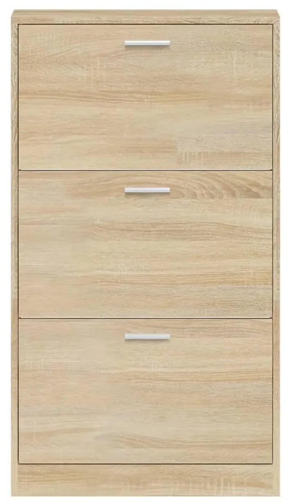 tölgyszínű szerelt fa cipősszekrény 59x17x108 cm
