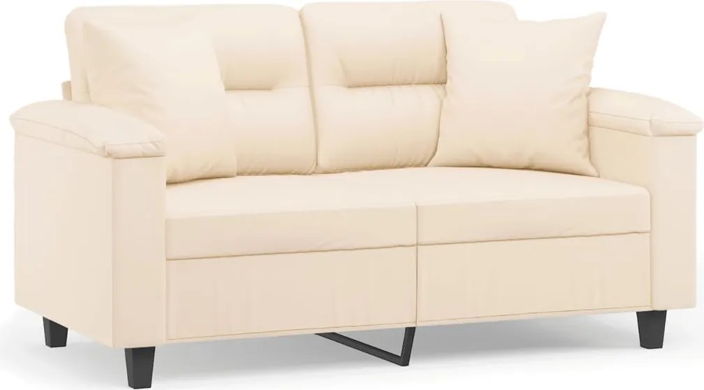 vidaXL 2 személyes bézs mikroszálas szövetkanapé párnákkal 120 cm