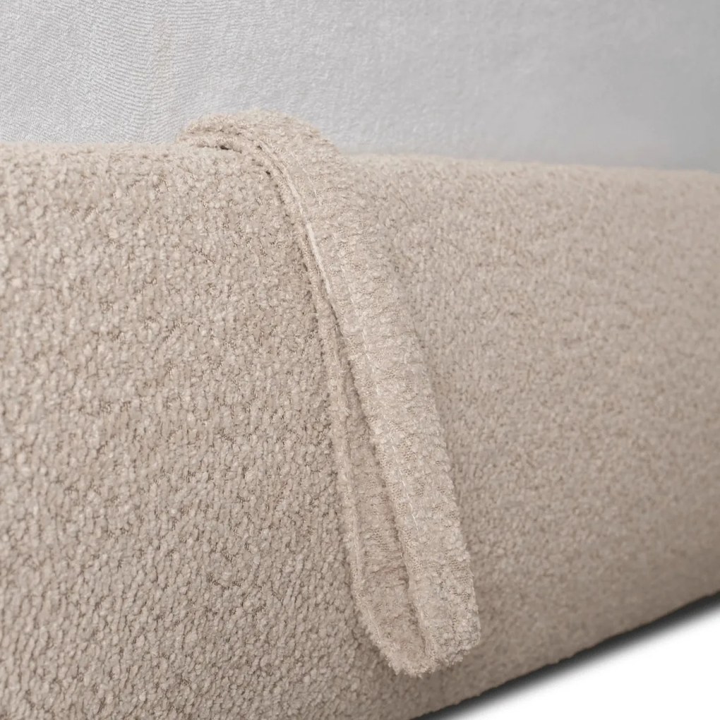 Bézs Bouclé Franciaágy Ágyneműtartóval. 160×200 ROSSO