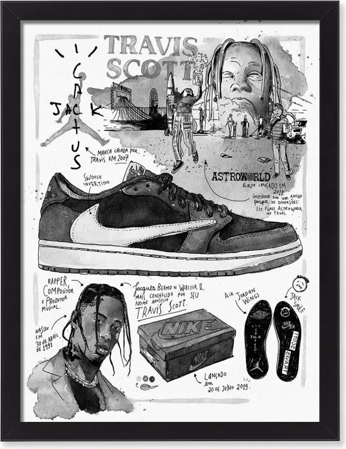 Travis Scott Nike Jordan kép keretben 30x20 cm