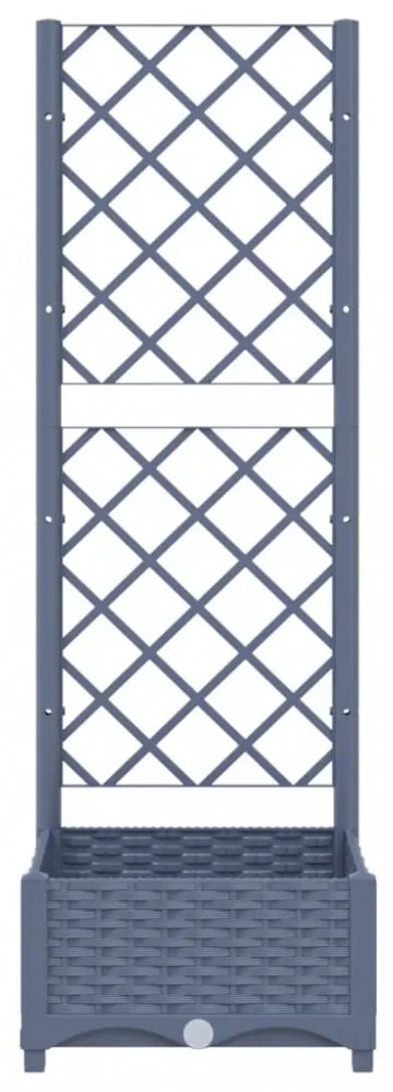 sötétszürke PP rácsos kerti ültetőláda 40 x 40 x 121,5 cm