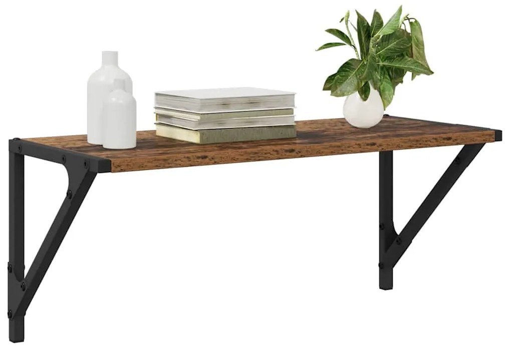 Falpolcok polcokkal 2 pcs Öreg fa 60 x 25 x 25,5 cm Faanyag