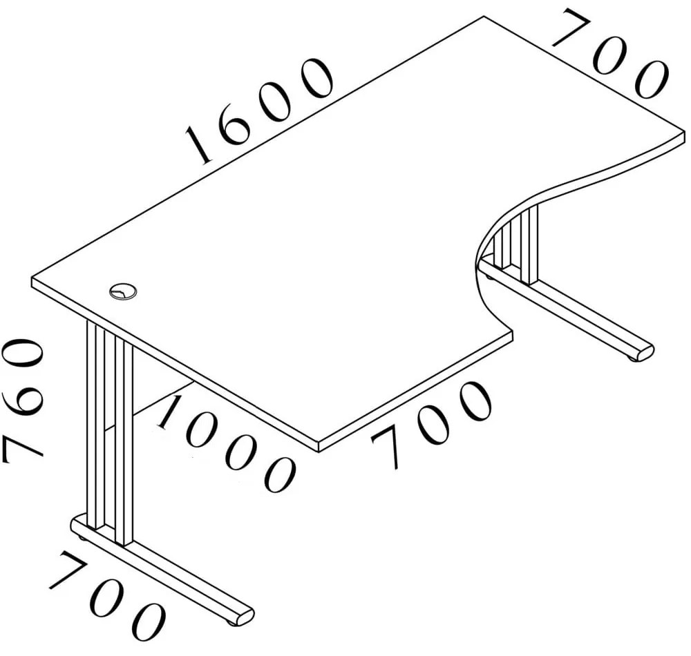 Visio LUX ergonomikus asztal 160 x 100 cm, bal, dió