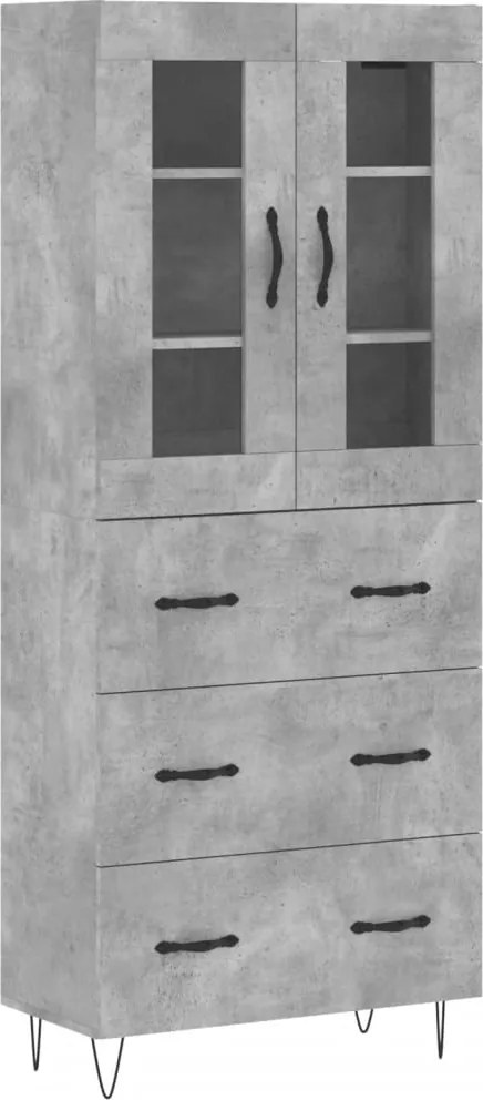 vidaXL betonszürke szerelt fa magasszekrény 69,5 x 34 x 180 cm