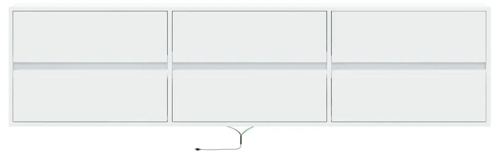 fehér falra szerelhető TV-szekrény LED-del 180 x 31 x 45 cm