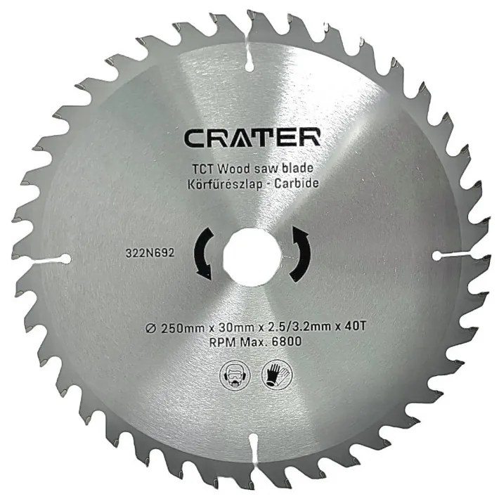 KÖRFŰRÉSZLAP 250*30 / 40FOG CARBIDE CRATER