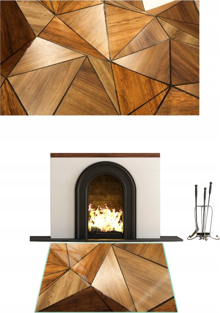 Kandalló Ablak Állvány Edzett Üveg Méret 52x40cm Grafika Mozaik