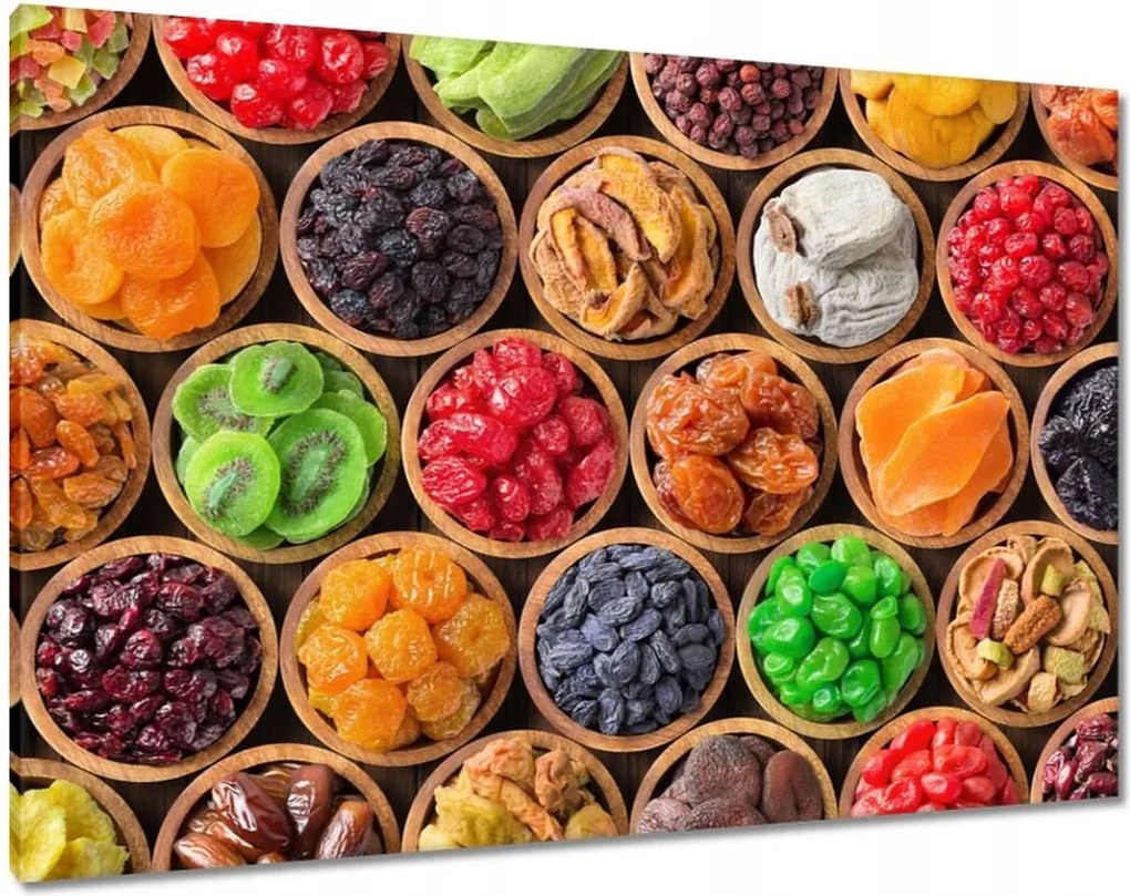 Vászonkép 100x70 Aszalt gyümölcsök tálakban