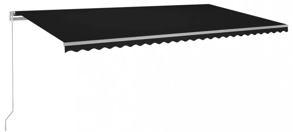 antracitszürke kézzel behúzható LED-es napellenző 600x300 cm
