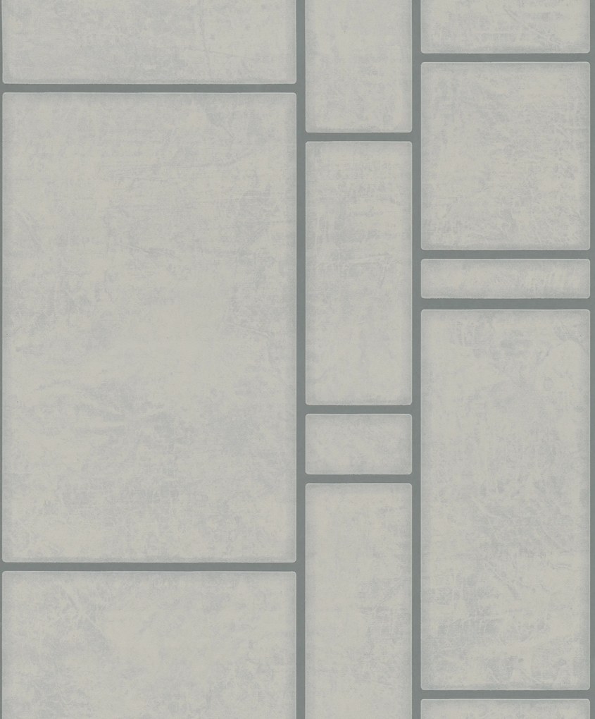 Szürke Vinil Tapéta Ezüst Fugák Csempe