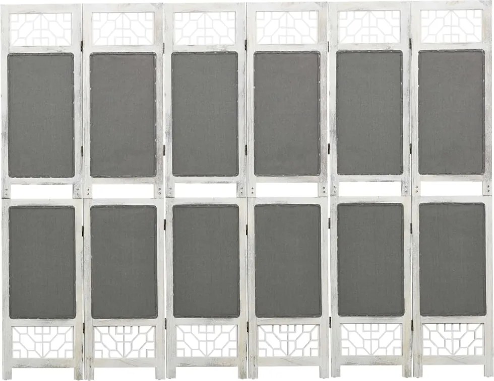vidaXL 6 paneles szürke szövet térelválasztó 210 x 165 cm