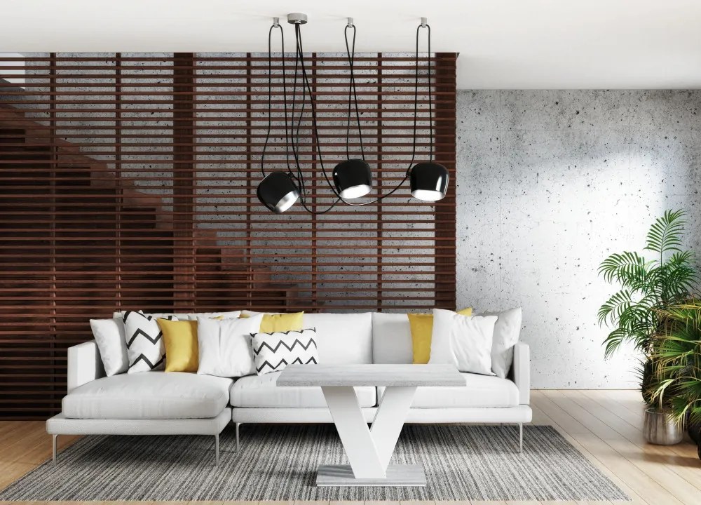 Masiv dohányzóasztal fehér/beton N