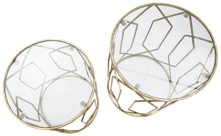 Kerek tárolóasztal szett üveg asztallappal, 2 db-os ø 42 cm Tunisi – Mauro Ferretti