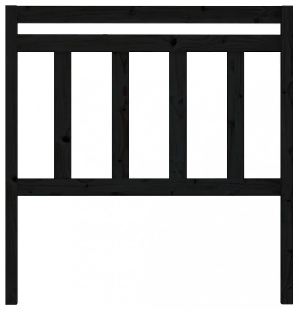 fekete tömör fenyőfa ágyfejtámla 96 x 4 x 100 cm