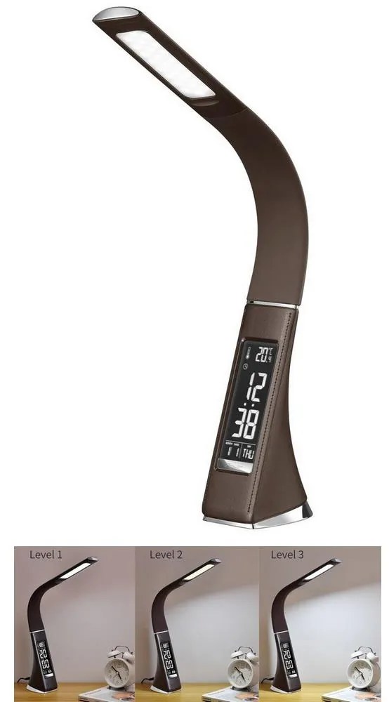 Brilagi - LED Dimmelhető asztali lámpa kijelzővel PELLE LED/7W/230V barna BRI8948