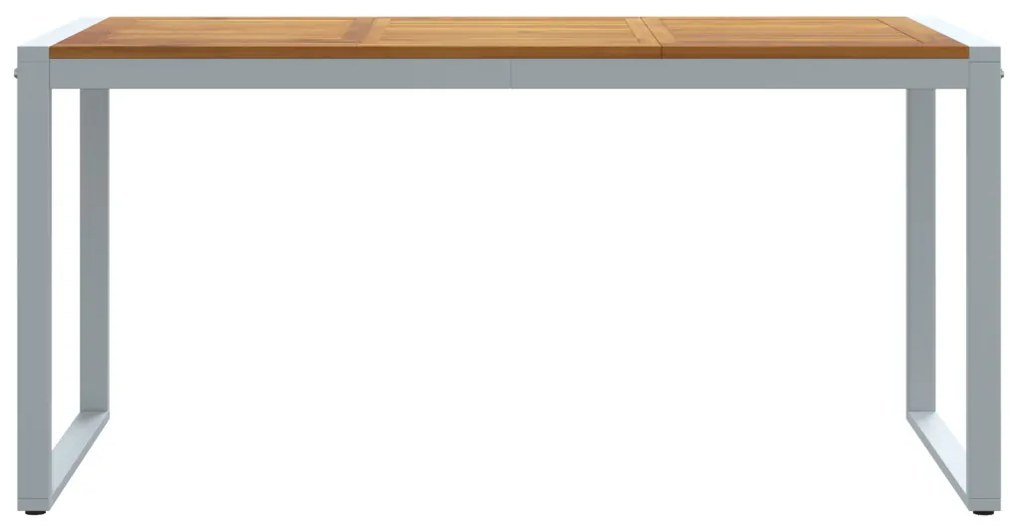 Kültéri Étkezőasztal Szürke 160x80x75 cm Acél és Tömör Akácfa