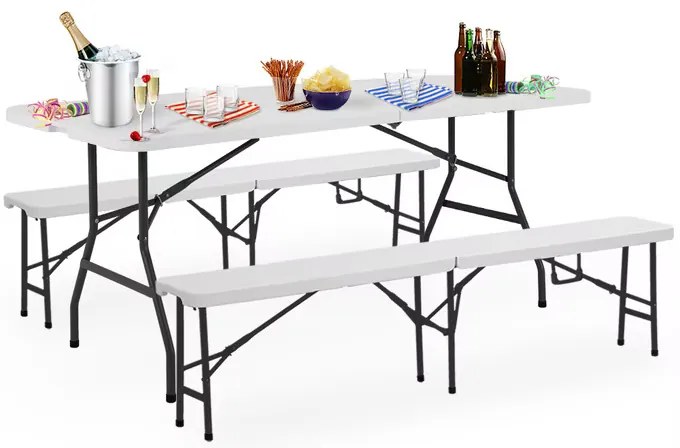 Casaria® Sörkészlet 183 cm - fehér