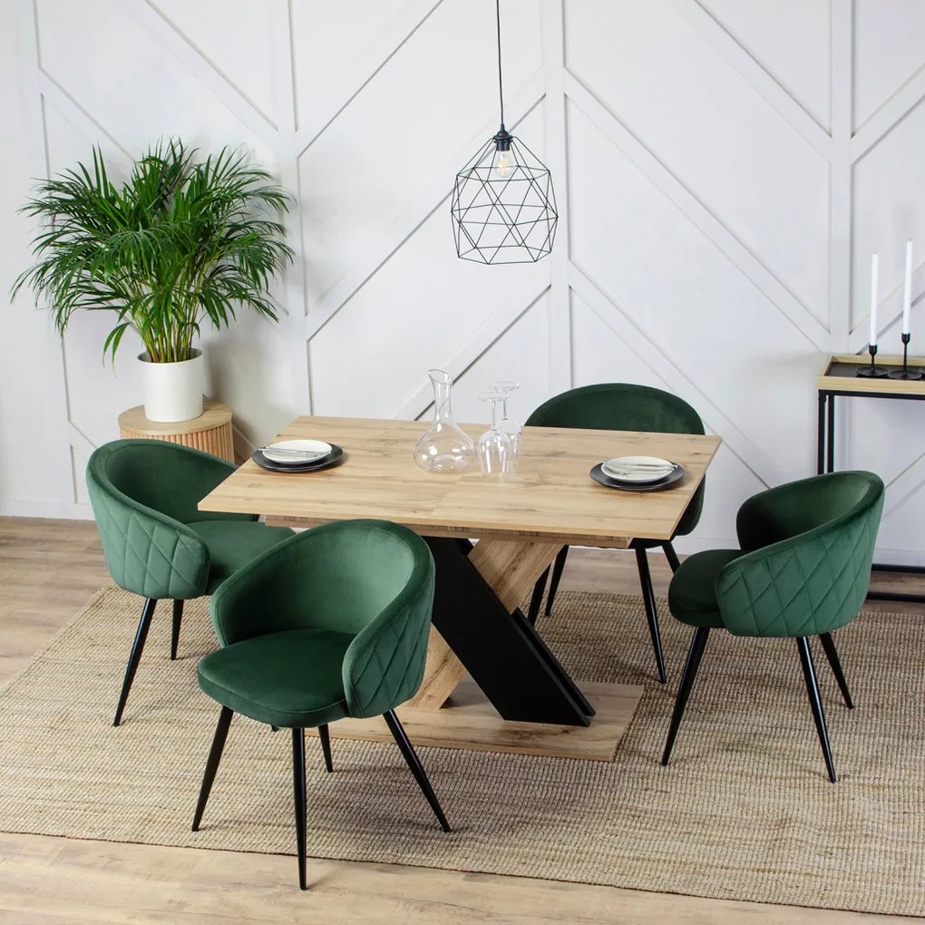 Elegáns Étkezőszék Zöld Bársony Kárpittal. ADELE