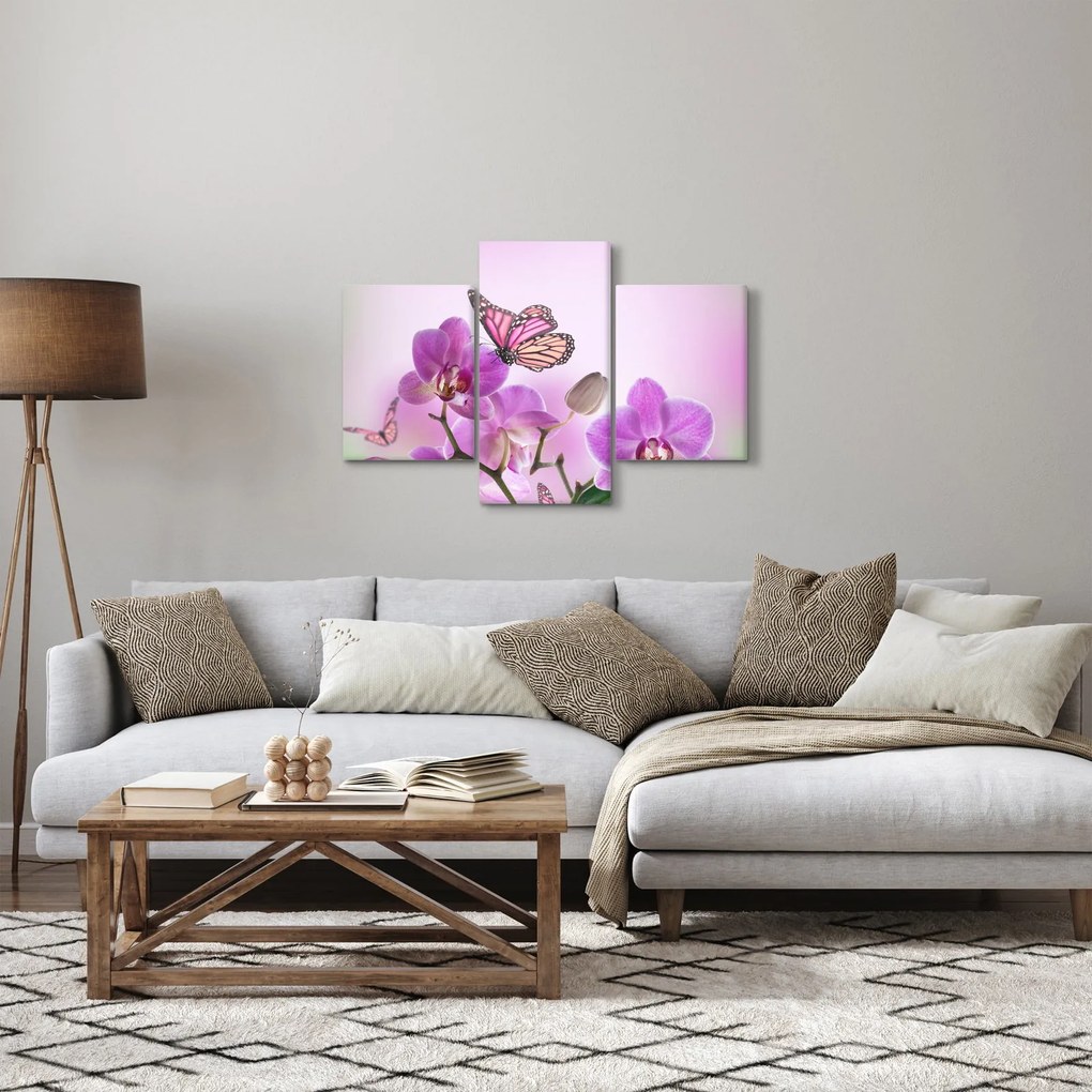 Kép - Pillangó orchidea virágon, lila (90x60 cm)