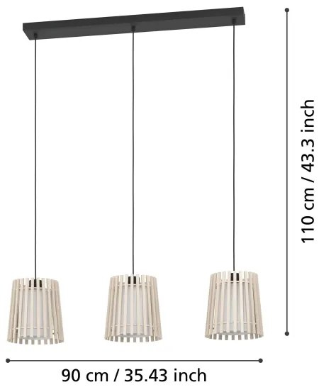 Eglo 900903 - Csillár zsinóron FATTORIA 3xE27/25W/230V