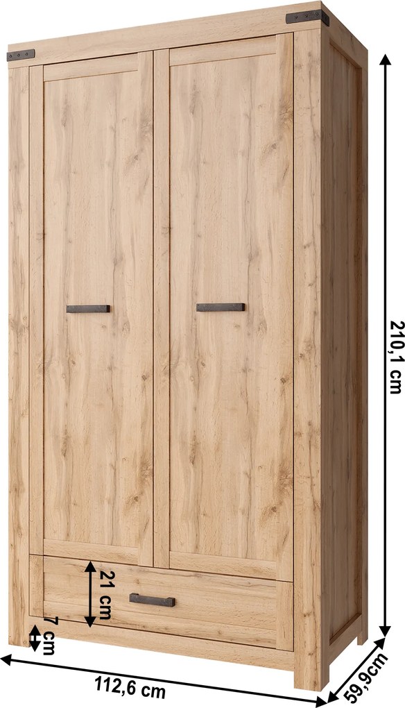 Szekrény 2D1S, wotan tölgy, MORATIZ