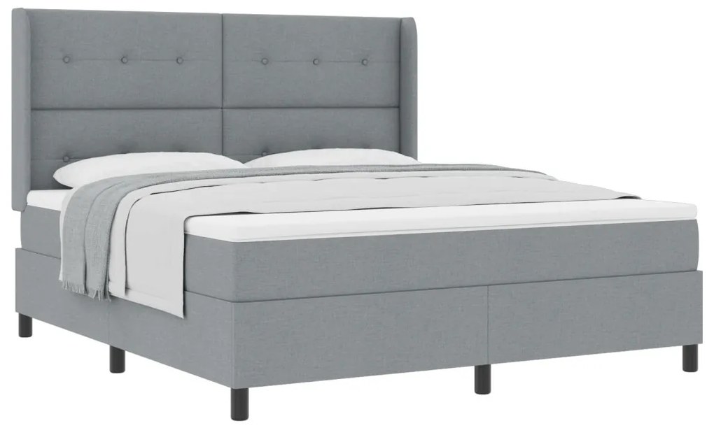 Boxspring Ágy Matraceval Világosszürke 180x200 cm Szövet