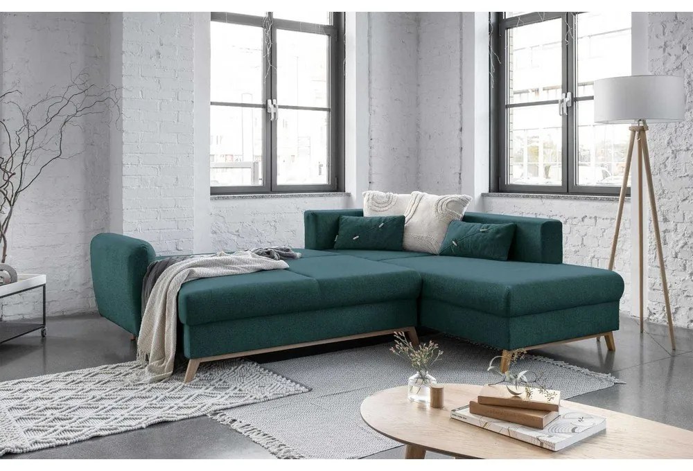 Scandic Lagom L türkiz kinyitható kanapé, jobb oldalas - Miuform