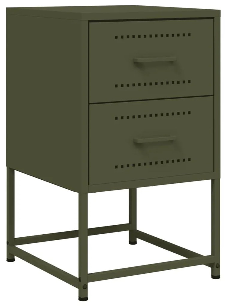 2 db olívazöld acél éjjeliszekrény 36x39x60,5 cm