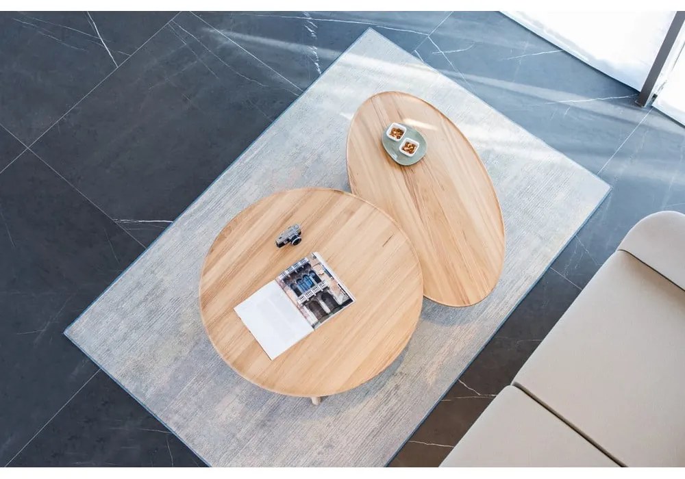 Natúr színű tölgyfa kerek dohányzóasztal ø 100 cm Mu – Gazzda