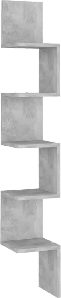 vidaXL betonszürke szerelt fa fali sarokpolc 20 x 20 x 127,5 cm
