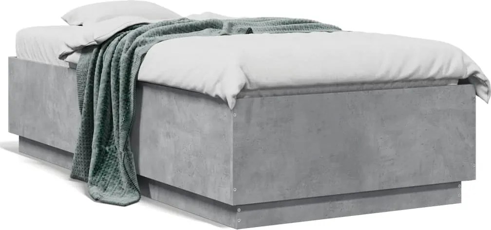vidaXL betonszürke szerelt fa ágykeret 75 x 190 cm
