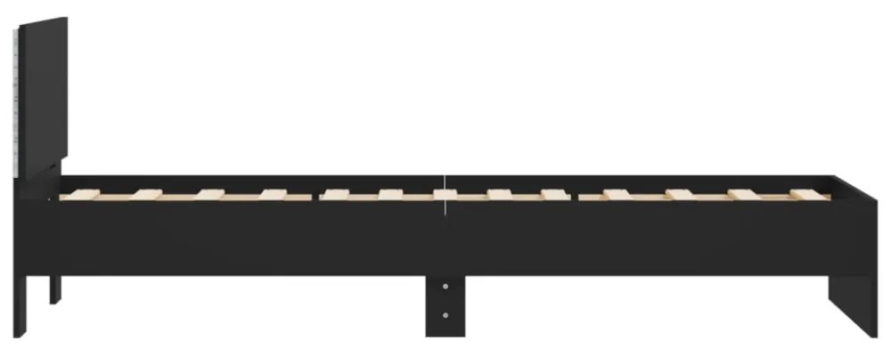 fekete ágykeret fejtámlával és LED-világítással 75 x 190 cm