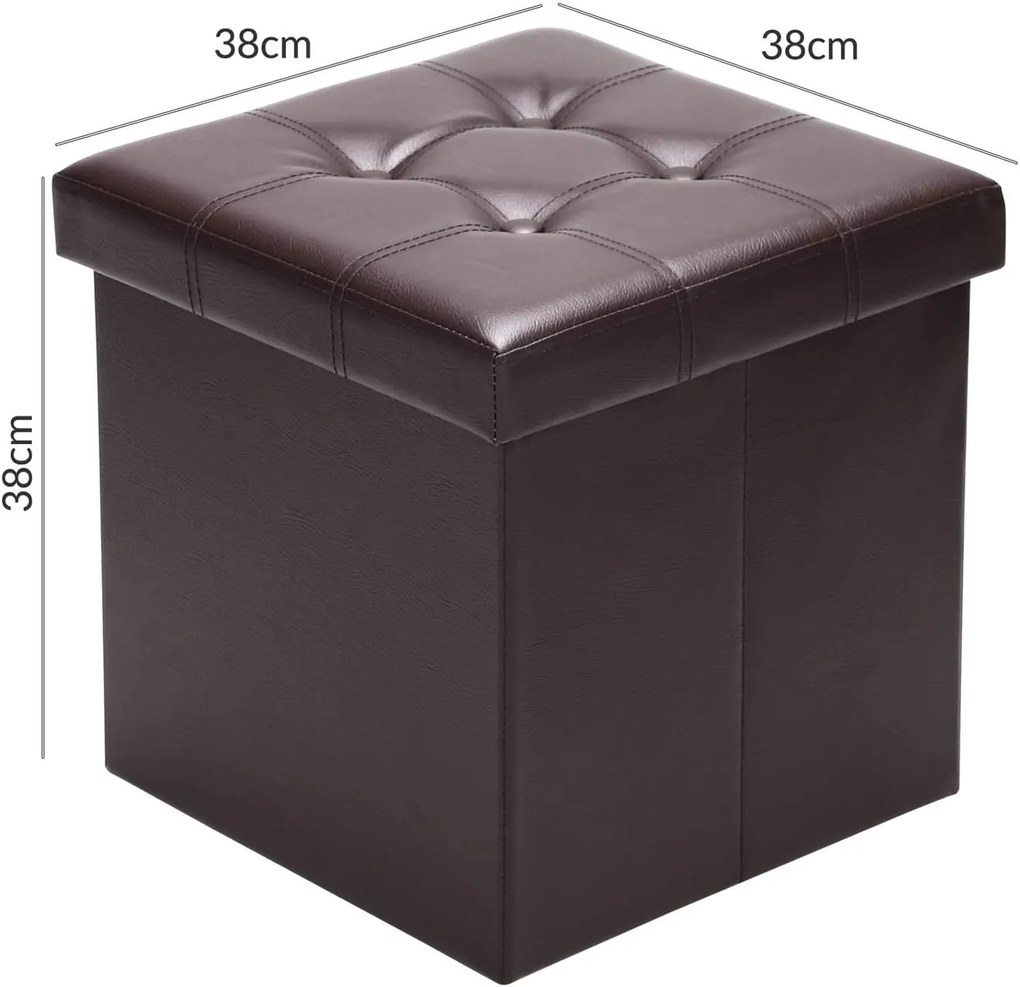 Casaria® Puff tárolóhellyel 40x40x40 cm - barna