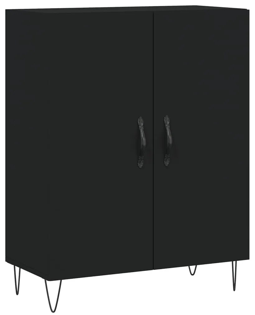 fekete szerelt fa magasszekrény 69,5 x 34 x 180 cm