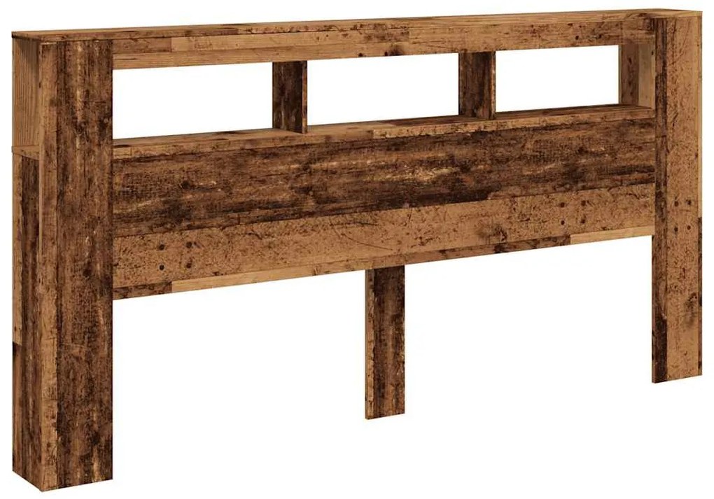 antik fa színű szerelt fa LED-es fejtámla 200x18,5x103,5 cm