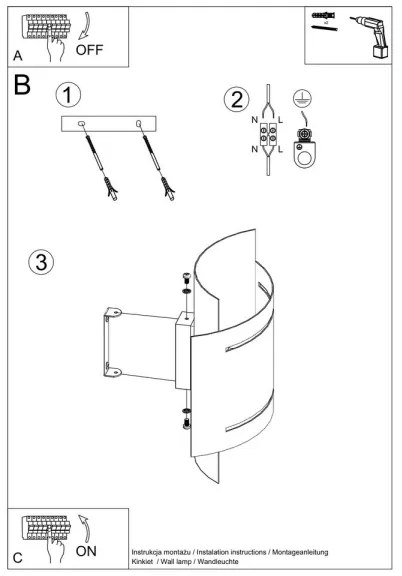 Sollux SL.0981 - Fali lámpa HESTIA 1xG9/40W/230V fekete