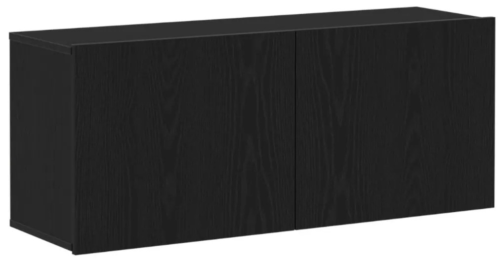 TV Fali Szekrény Fekete Tölgy 100x30x41 cm Mérnöki Fa