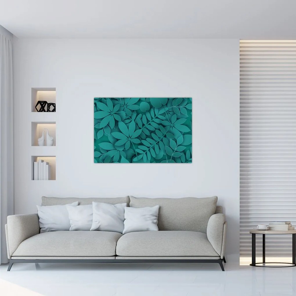 Kép - Türkiz levelek (90x60 cm)
