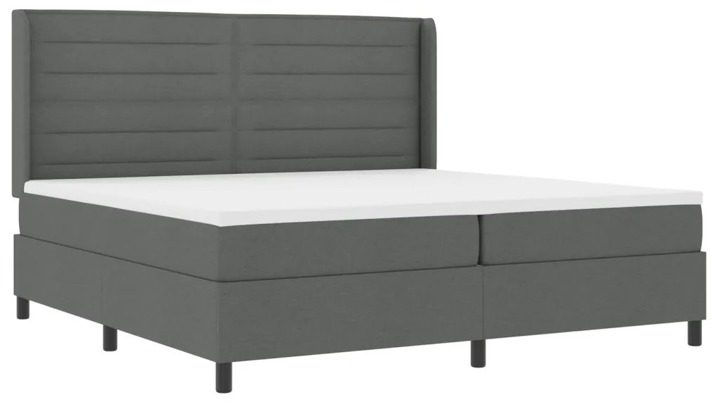 Boxspring Ágy Matraccal és LED Fekete Szürke 200x200 cm Szövet