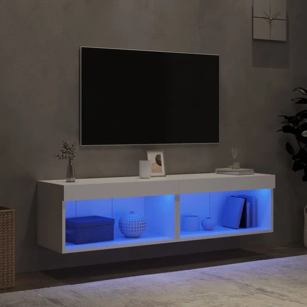 2 db fehér TV-szekrény LED-világítással 60 x 30 x 30 cm