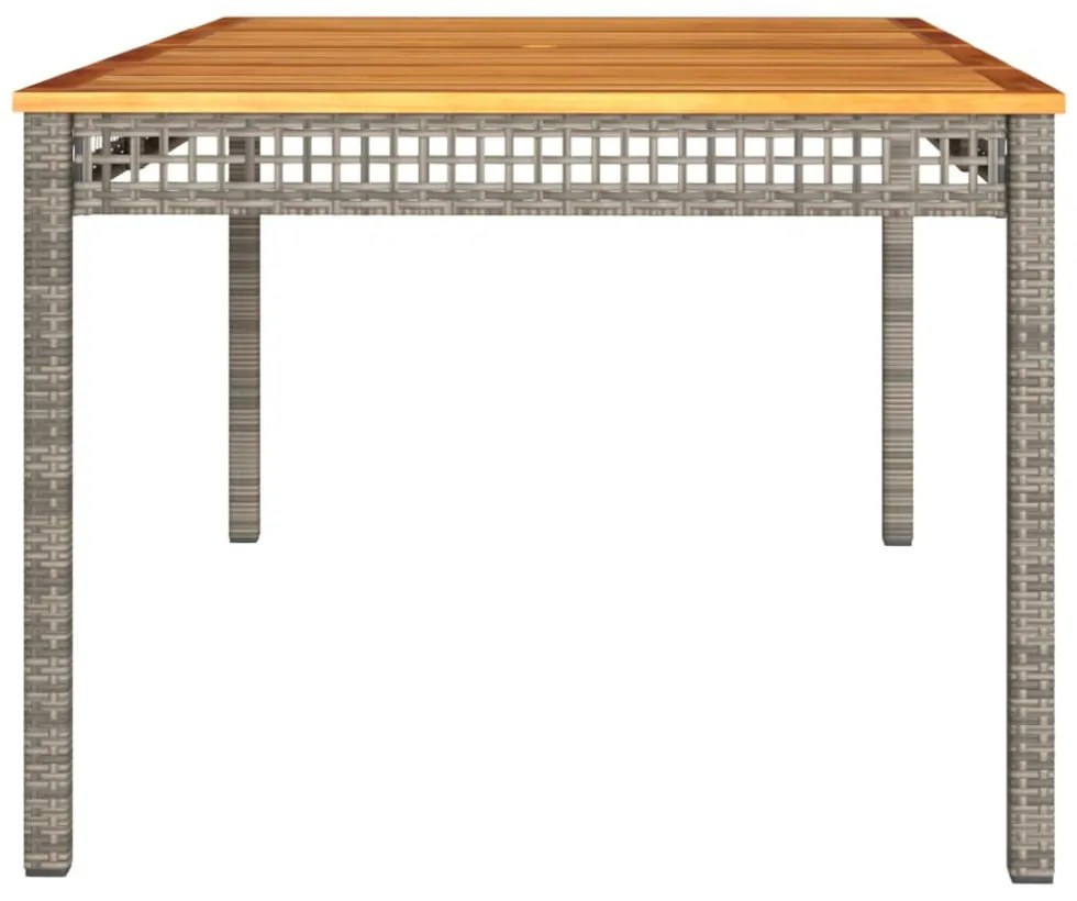 szürke polyrattan és akácfa kerti asztal 180 x 90 x 75 cm