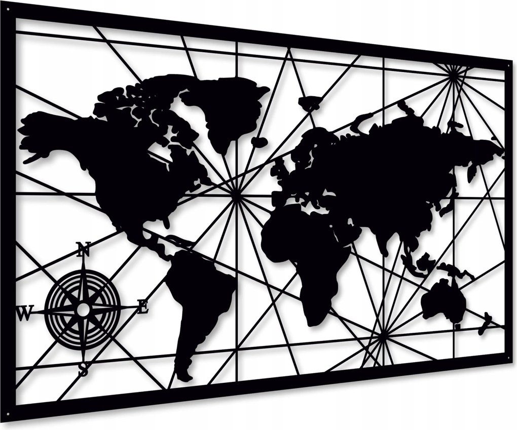 Fából Készült Világtérkép Fali Dekoráció Áttört XL Képek Nappali Triptichon