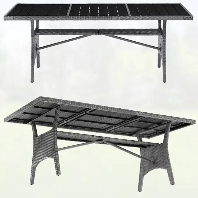 Deuba Takeo rattan asztal 190x90x74 cm - szürke