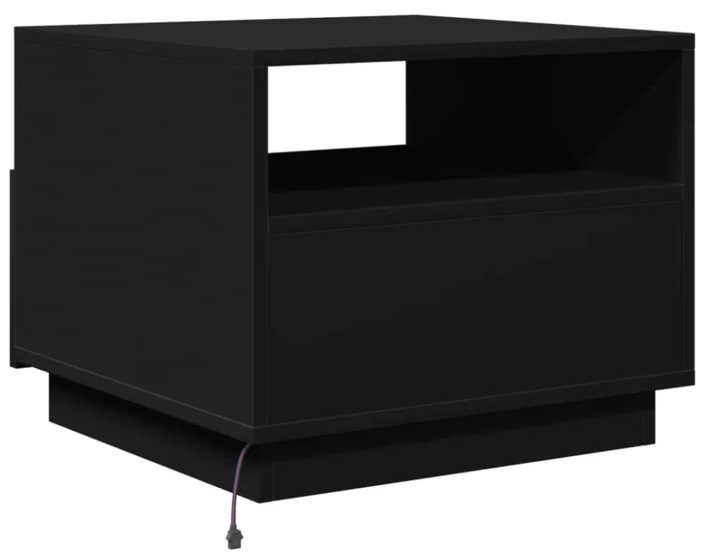 fekete dohányzóasztal LED-lámpákkal 50x49x40 cm