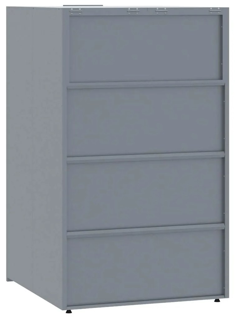 szürke acél kerekes tároló 2 szemeteskukához 138 x 79 x 117 cm