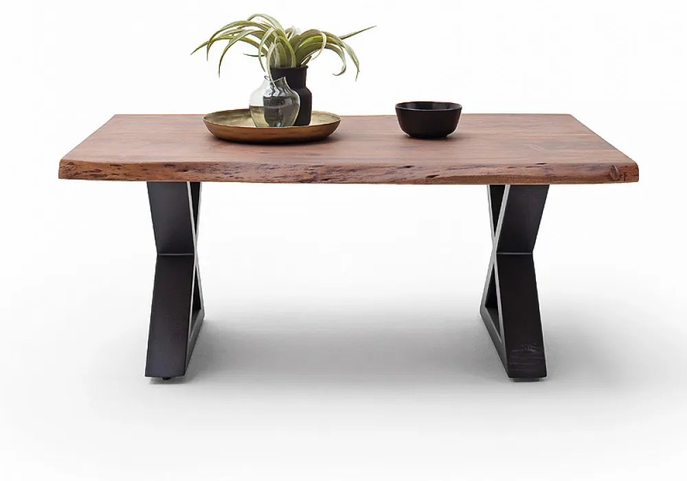 CARTAGENA dohányzó asztal akácfa 110x70cm - X alakú antracit szürke lábbal - Dió
