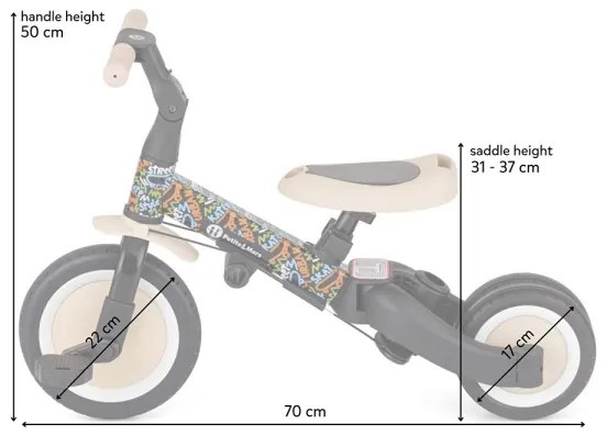 PETITE&MARS - Gyerek tricikli 5 az 1-ben TURBO LIMITED City Beat