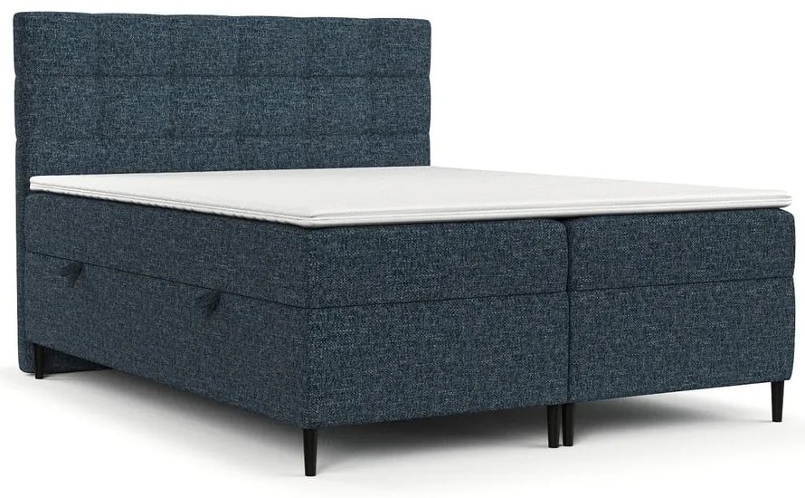 Sötétkék ágyneműtartós boxspring ágy 160x200 cm Urbaneo – Maison de Rêve