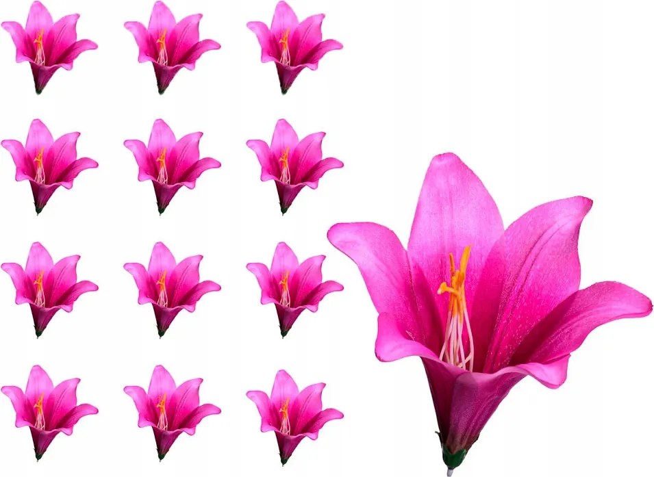 Liliom virágfej rózsaszín művirág kompozíció 12 db