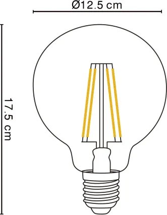 Globo 10586 Fényforrás LED átlátszó, GLOBE LED Filament, Ø:125, H:175, tartozék: 1xE27 LED 8.5W 230V, 1000lm, 3000K